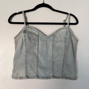 Faux Denim Blue Women's Top